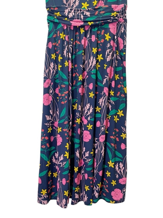 Boden Amelie Jersey Dress Floral Navy Pink Ruched Waist Midi UK12 US Size 8 - Picture 9 of 12